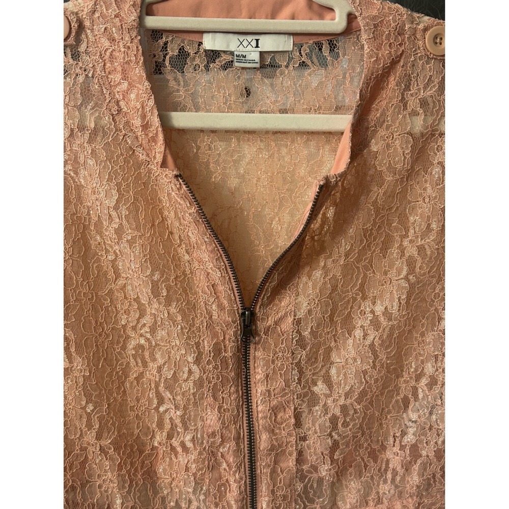 XXI Lace Cropped Jacket Lightweight Button Detail Peach Size M - Picture 6 of 6